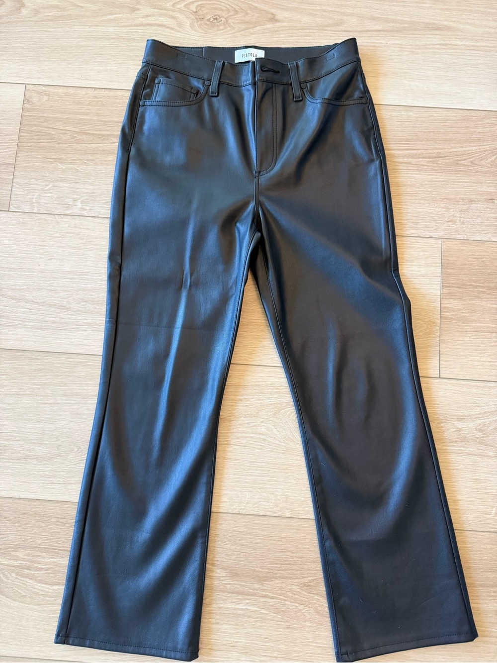 Pistola Black Vegan Leather Bootcut Jeans